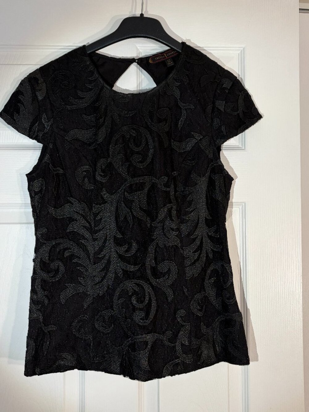 Trelise Cooper Nude Awakening Black Embroidered Top UK 12